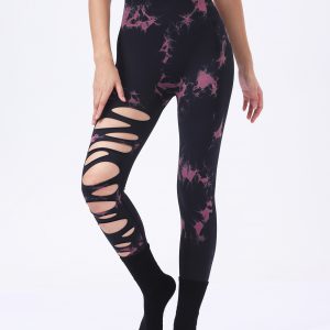 Butt Lifting Yoga Gym Athletic Pants - Tummy Control Sports Leggings with Hollow Out Design & Tie Dye for Running