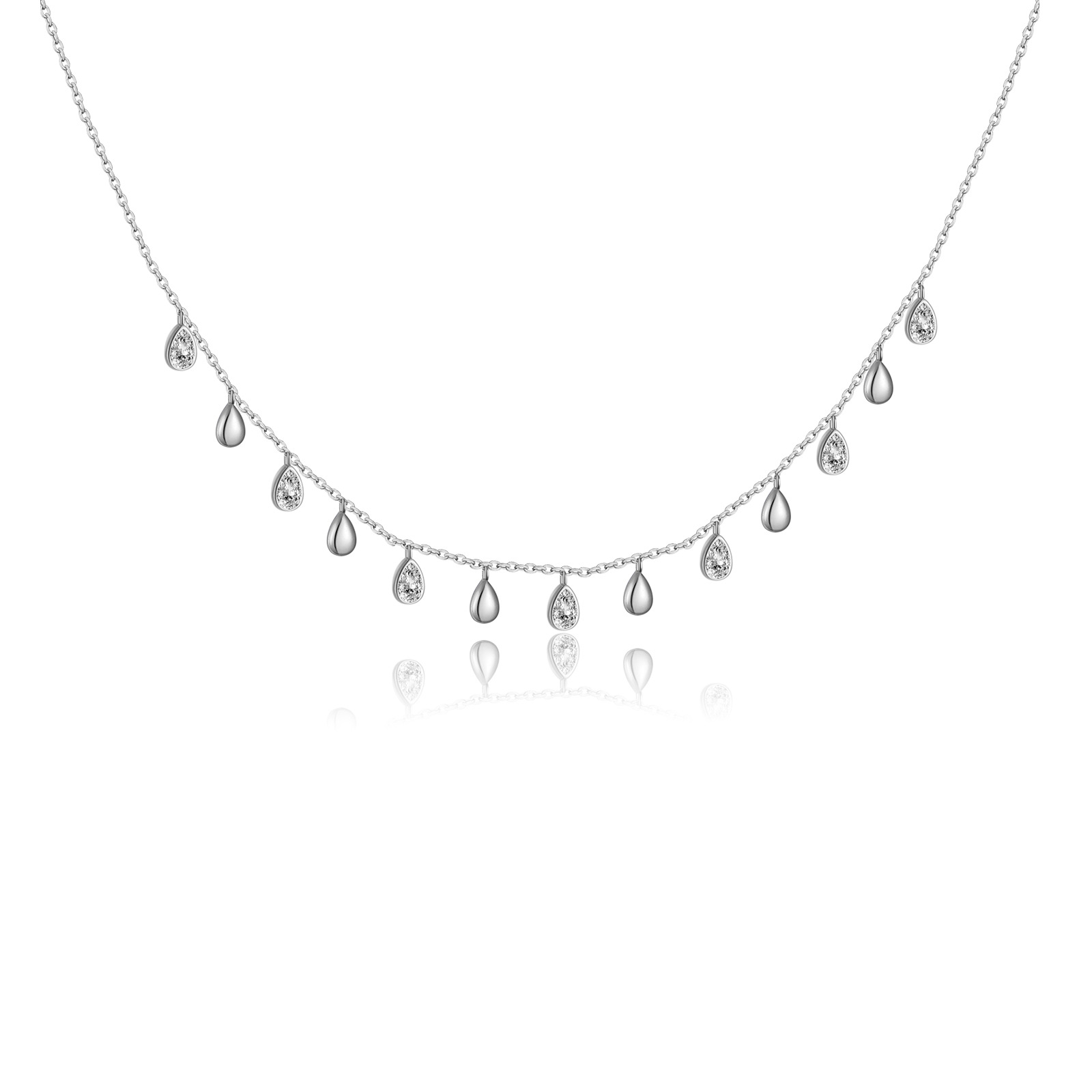 S925 Sterling Silver Pear-Shaped Zircon Drop Pendant Long Necklace for Scarves - Image 5