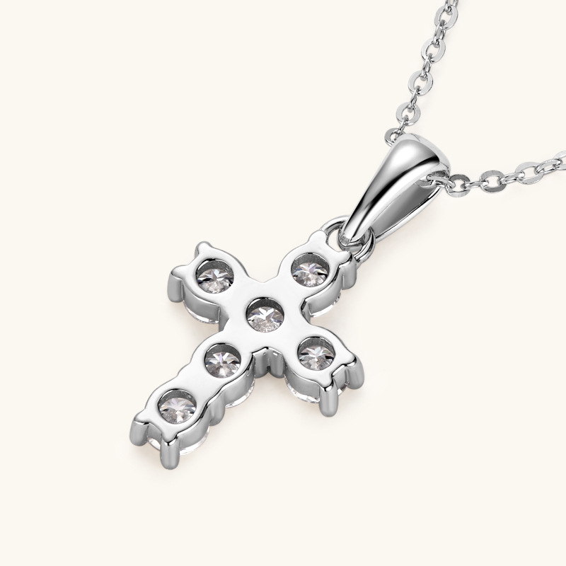 Ins Cross Diamond Necklace - French Retro 925 Silver Pendant Jewelry