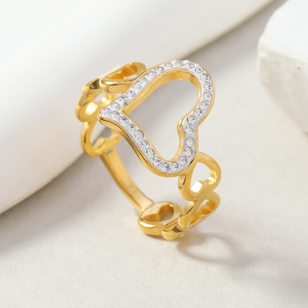 Simple Stainless Steel Hollow Love Heart-shaped Ring - Elegant Design - Image 2