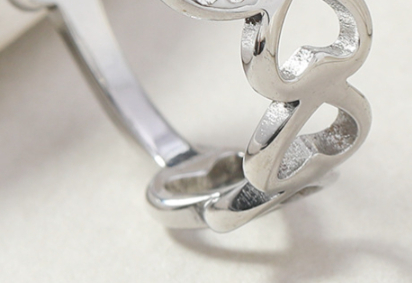 Simple Stainless Steel Hollow Love Heart-shaped Ring - Elegant Design - Image 5