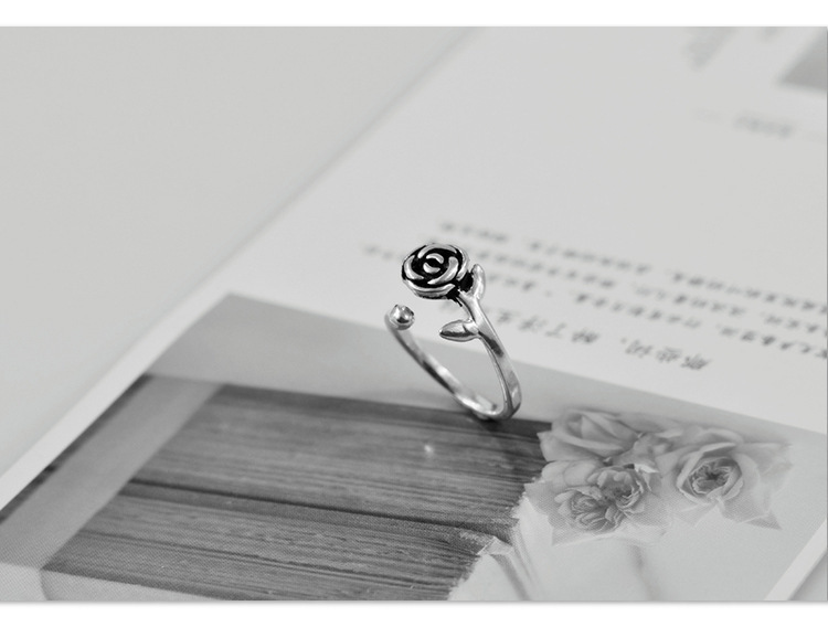 S925 Sterling Silver Vintage Rose Ring - Elegant Floral Design - Image 2