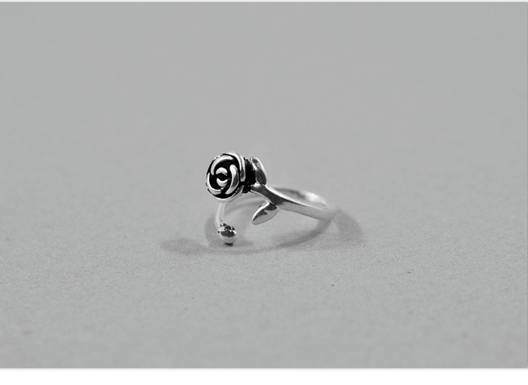 S925 Sterling Silver Vintage Rose Ring - Elegant Floral Design - Image 5
