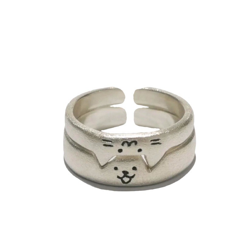 Adorable Cartoon Kitten and Puppy Couple Rings – Cute Animal Jewelry - Image 5
