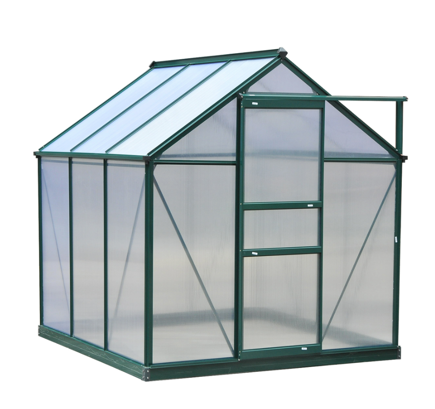 Portable 6 X 6 X 7 Walk-In Greenhouse - UV-Resistant Aluminum & Polycarbonate with Rooftop Vent - Dark Green Garden Solution - Image 2