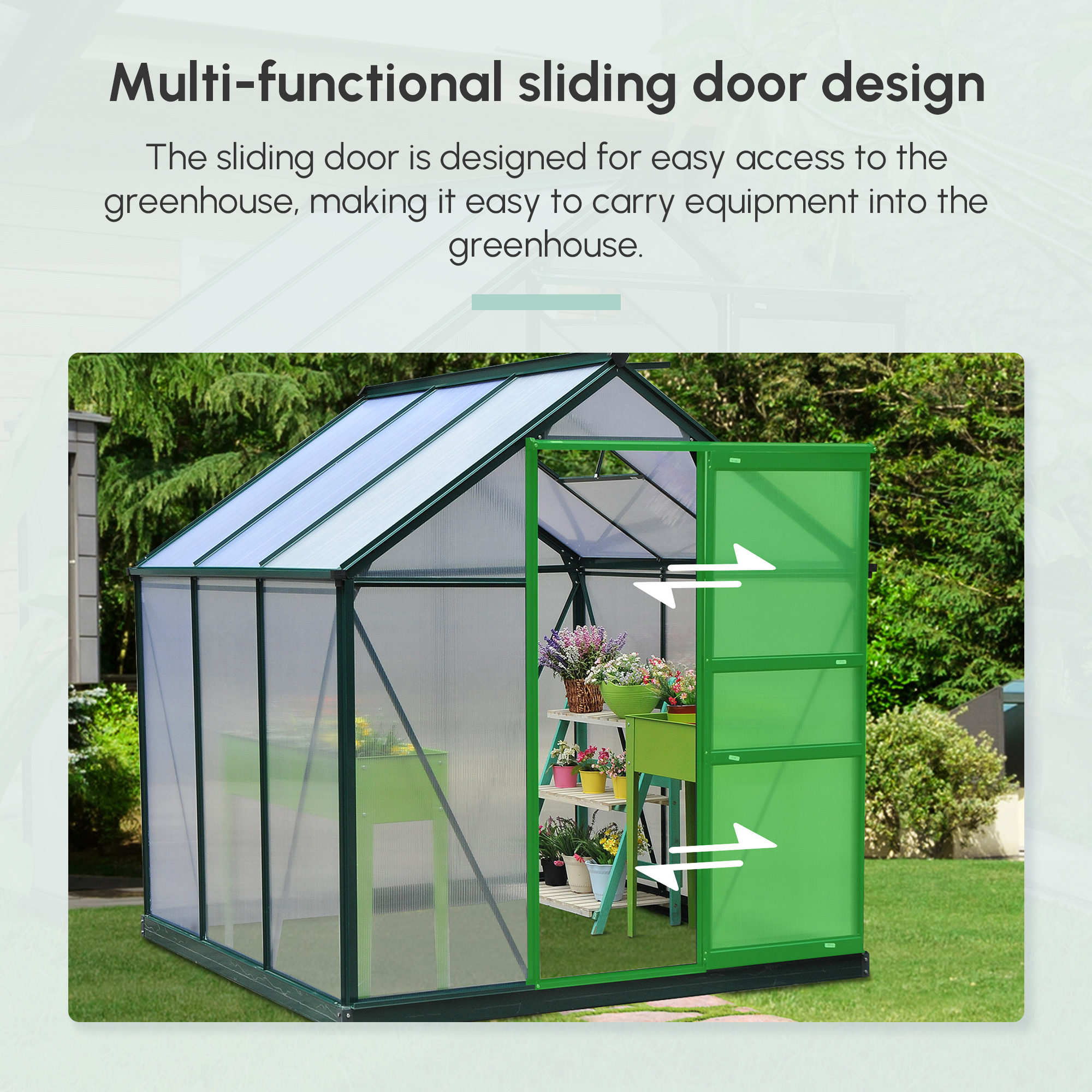 Portable 6 X 6 X 7 Walk-In Greenhouse - UV-Resistant Aluminum & Polycarbonate with Rooftop Vent - Dark Green Garden Solution - Image 8