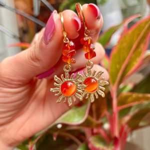 Stunning Quartz Gold Plated Sun Bohemian Stud Earrings for Chic Style