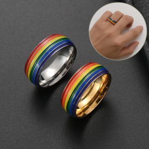 Rainbow Pride Ring for Women & Men - Stainless Steel LGBT Friendship Jewelry