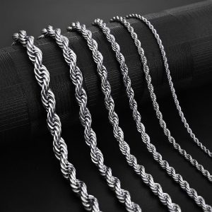 Stainless Steel Fried Dough Twists Necklace - Unique Fried Dough Twists Chain