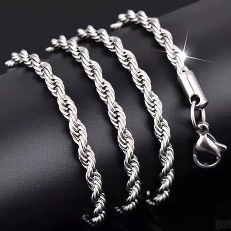 Stainless Steel Fried Dough Twists Necklace - Unique Fried Dough Twists Chain - Image 2