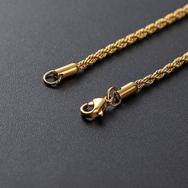 Stainless Steel Fried Dough Twists Necklace - Unique Fried Dough Twists Chain - Image 3