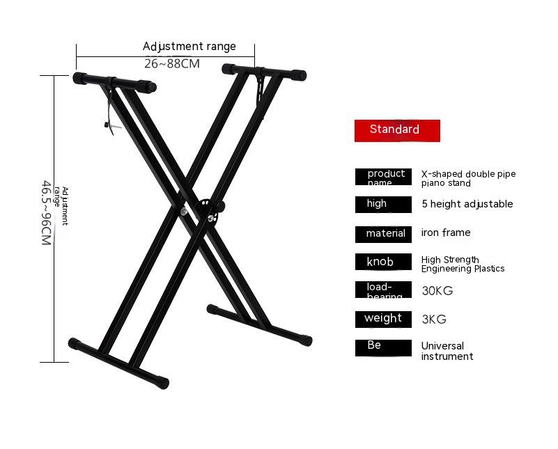 X-type Adjustable Double-Tube Electronic Organ Rack | Durable Double-Tube Keyboard Stand - Image 13