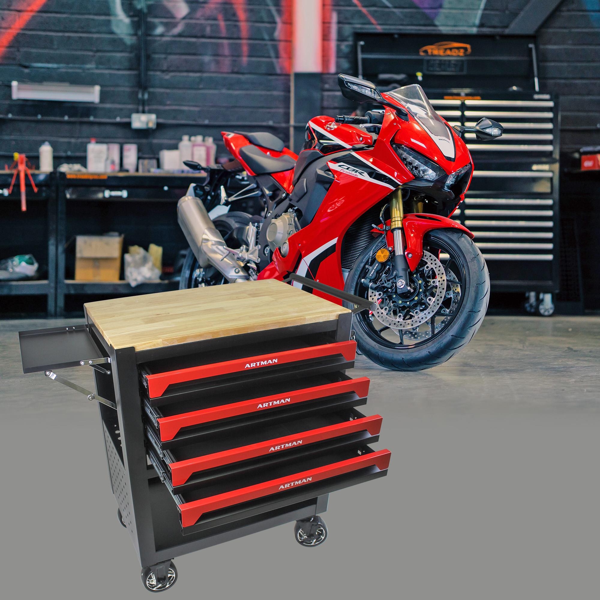 4-Drawer Versatile Utility Cart with Wheels & Wooden Top for Easy Storage - Image 6