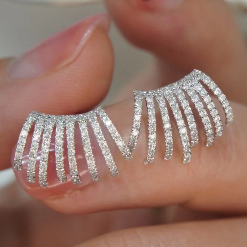 Zircon Ear Studs - Luxury Full Diamond Multi-layer Design for Elegance - Image 2