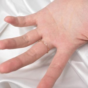 Tide-Plated 18k Rose Gold Titanium Steel Thin Chain Index Finger Ring