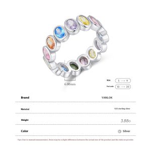 S925 Sterling Silver Stylish Original Color Oval Zircon Stackable Ring