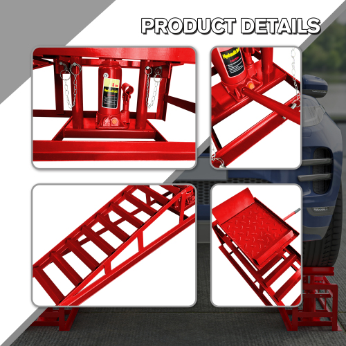 2 Pack Hydraulic Car Ramps - 5T 11000lbs Low Profile Lift for Trucks & Trailers, Garage Service Ramps - Image 2