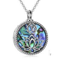 925 Sterling Silver Yoga Lotus Urn Necklace with Abalone Shell - Memorial Cremation Jewelry