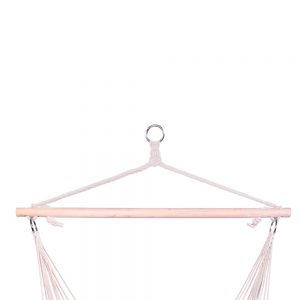 Set of Two Beige Cotton Rope Hanging Chairs for Stylish Relaxation