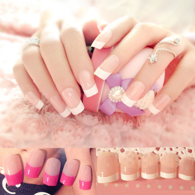 Nail Art: Long French Fake Nail Patches for Stunning Nail Designs