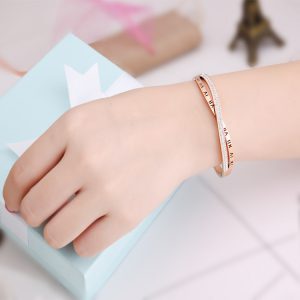 Trendy Women's Roman Word Diamond Bracelet - Hot Style Jewelry Accessory