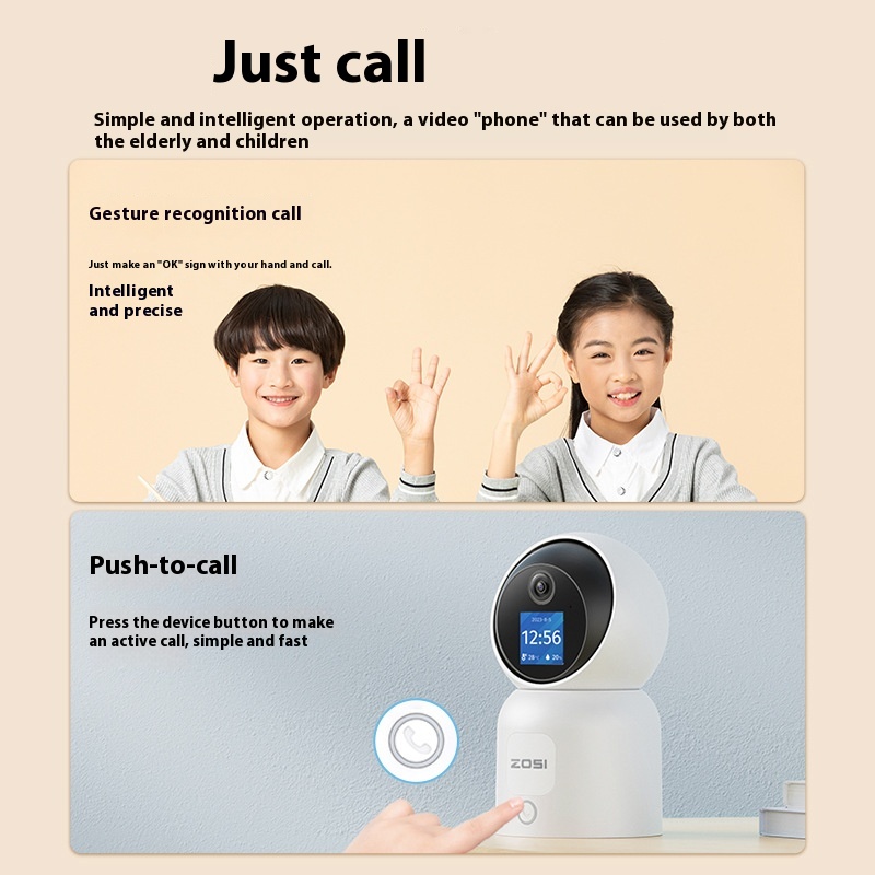 Zhou Shi Wireless WiFi HD Indoor Home Camera - Smart Security with Remote Access & AI Gesture Recognition on a Large Screen - Image 3