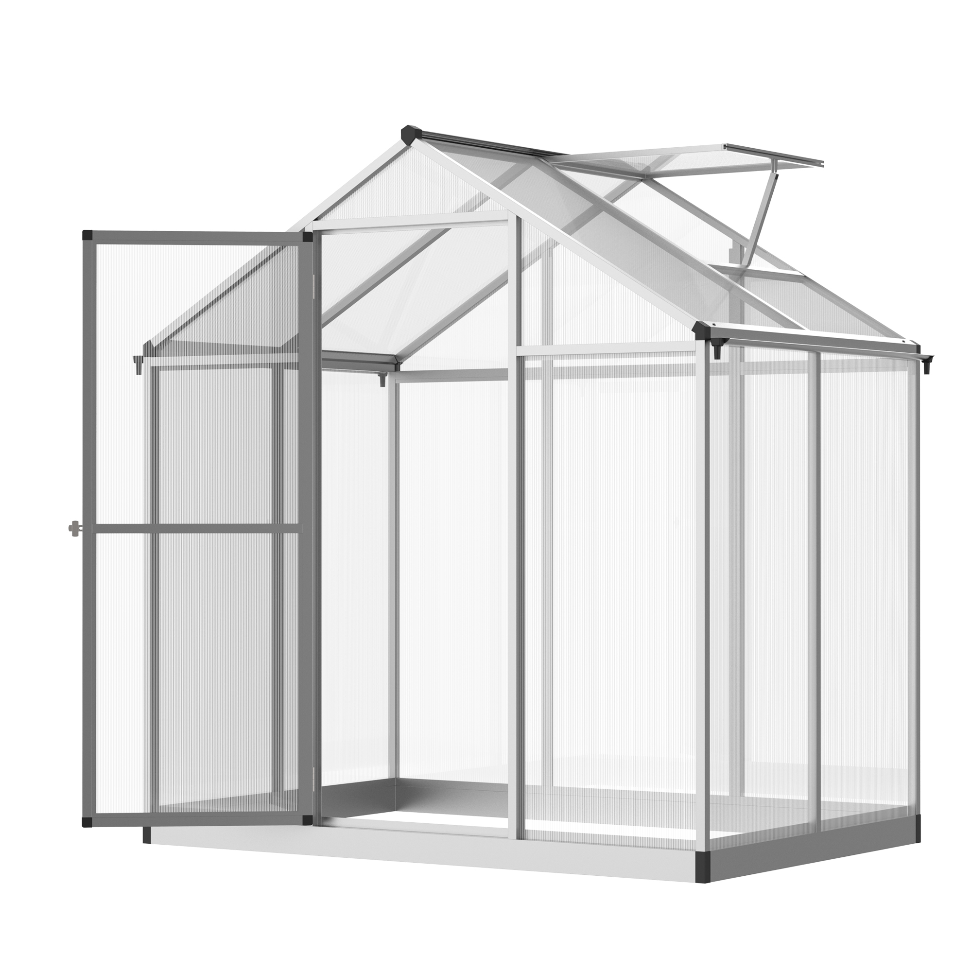 4' x 6' Walk-In Polycarbonate Greenhouse with Roof Vent - Durable Outdoor Winter Greenhouse, Clear Design - Image 6