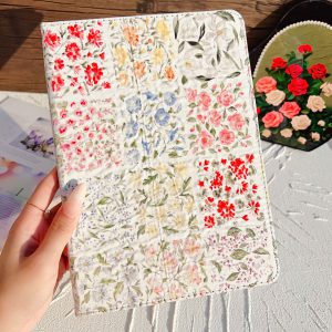 Durable Flower Design Leather Case for Pad - Drop-Resistant with Pen Slot