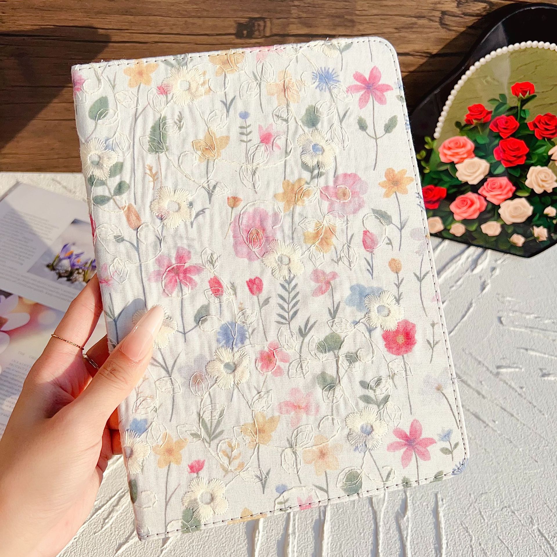 Durable Flower Design Leather Case for Pad - Drop-Resistant with Pen Slot - Image 9