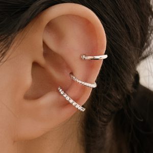 Elegant Diamond C-type Ear Clip Fashionable Three-piece Set