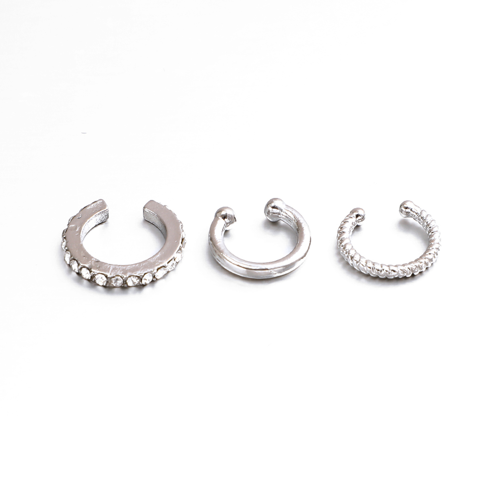 Elegant Diamond C-type Ear Clip Fashionable Three-piece Set - Image 10