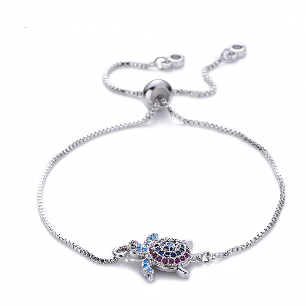 Adjustable Turtles Bracelet with Shiny Rhinestones - Sparkling Geometric Sea Turtle Jewelry for Women & Girls, Perfect for Dating - Image 4