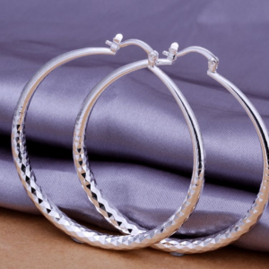 Stunning 925 Silver Large Hoop Earrings - Exaggerated Design for Impact