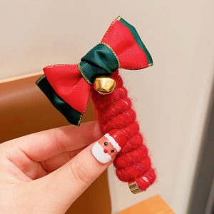 Charming Girls Elastic Rubber Band Christmas Spiral Hair Coil Accessories for Kids' Festive Dress-Up