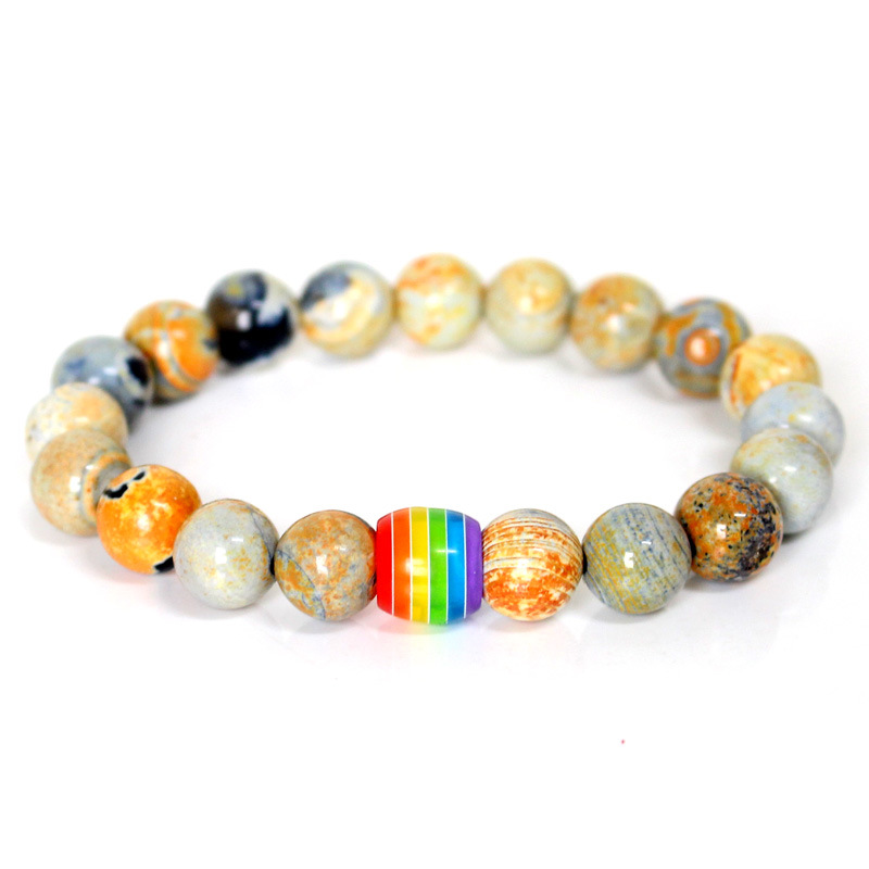 Rainbow Bead Bracelet for Pride - Natural Stone Couple's Strand Bracelets - Image 4
