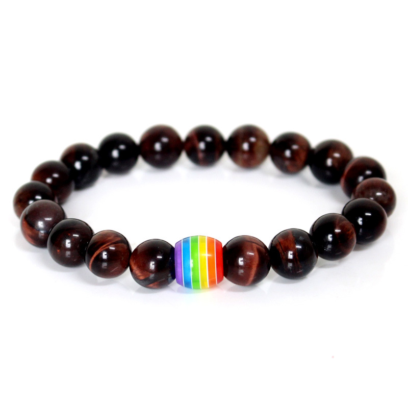 Rainbow Bead Bracelet for Pride - Natural Stone Couple's Strand Bracelets - Image 9