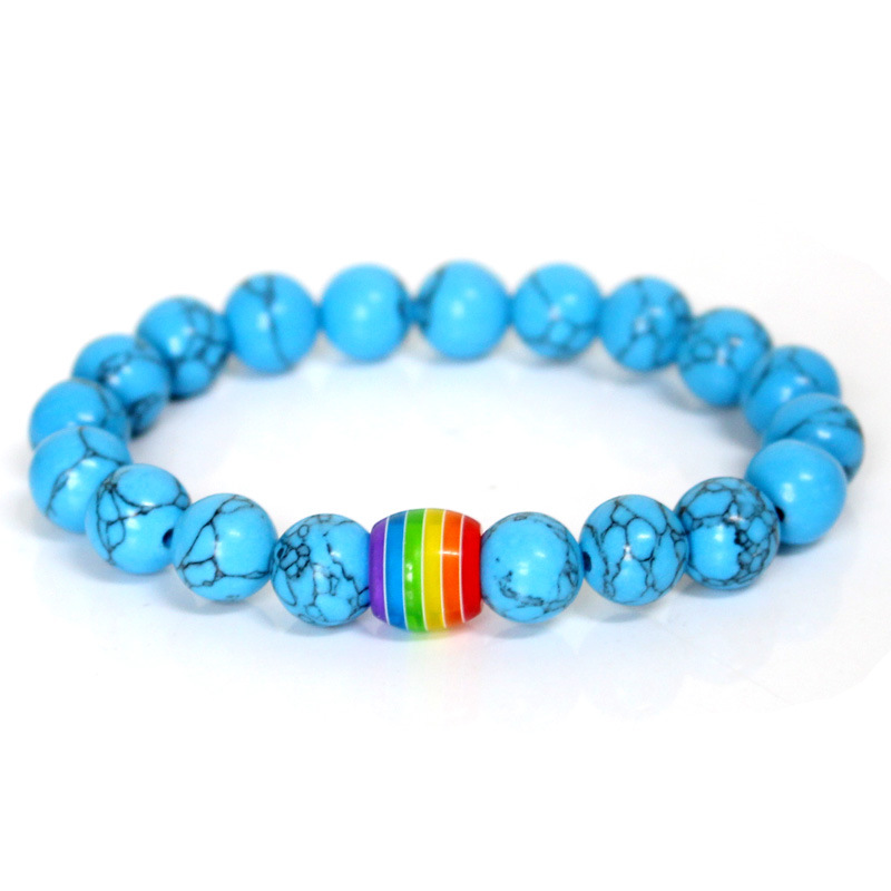 Rainbow Bead Bracelet for Pride - Natural Stone Couple's Strand Bracelets - Image 11