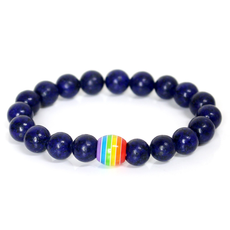 Rainbow Bead Bracelet for Pride - Natural Stone Couple's Strand Bracelets - Image 12