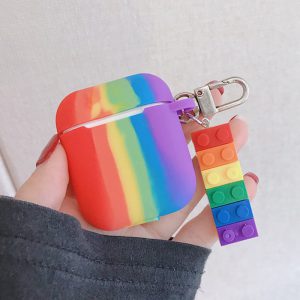 Stylish Rainbow Protective Case Pendant for Apple AirPods 2 & Pro 3 Wireless Bluetooth Headset - Soft Shell Compatibility