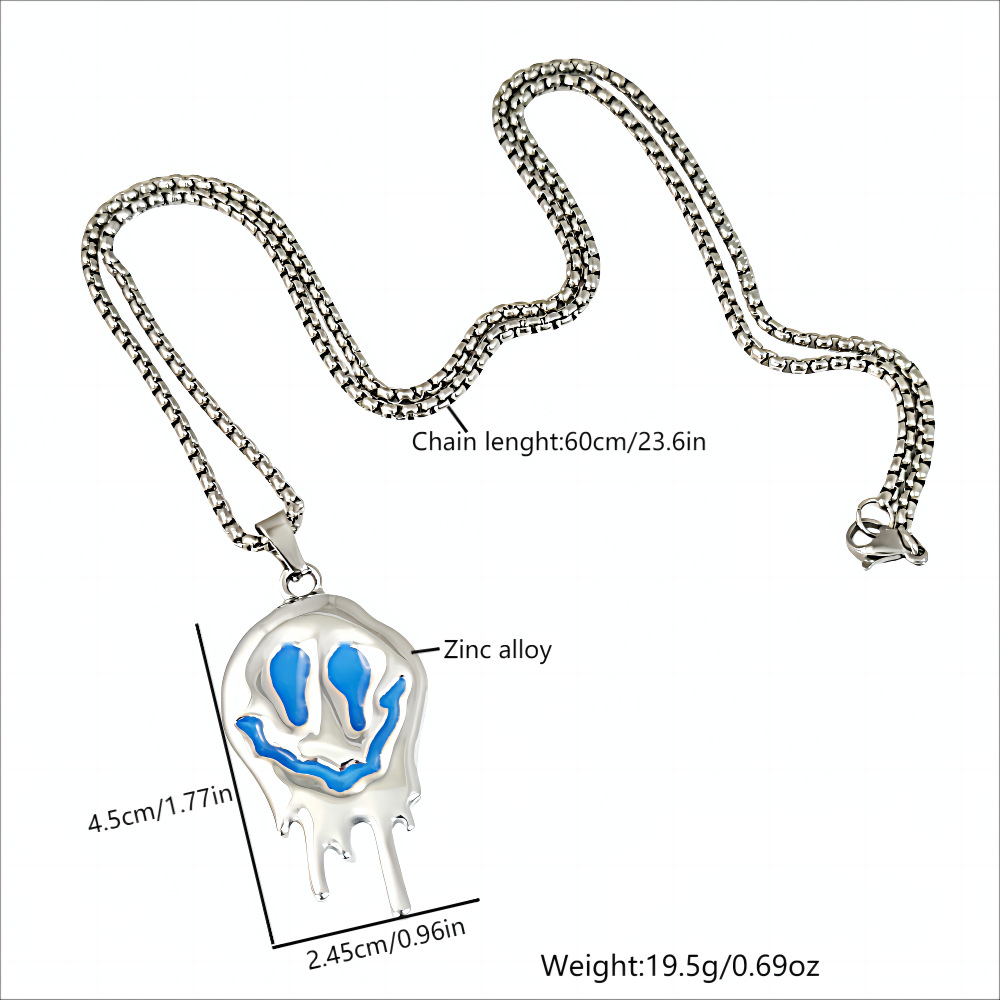 Zinc Alloy Halloween Ghost Necklace - Noctilucent Glowing Grimace Pendant - Image 3