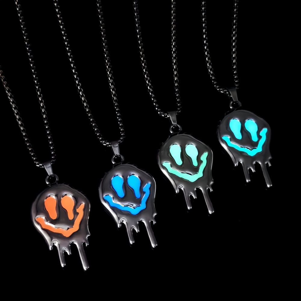Zinc Alloy Halloween Ghost Necklace - Noctilucent Glowing Grimace Pendant - Image 4