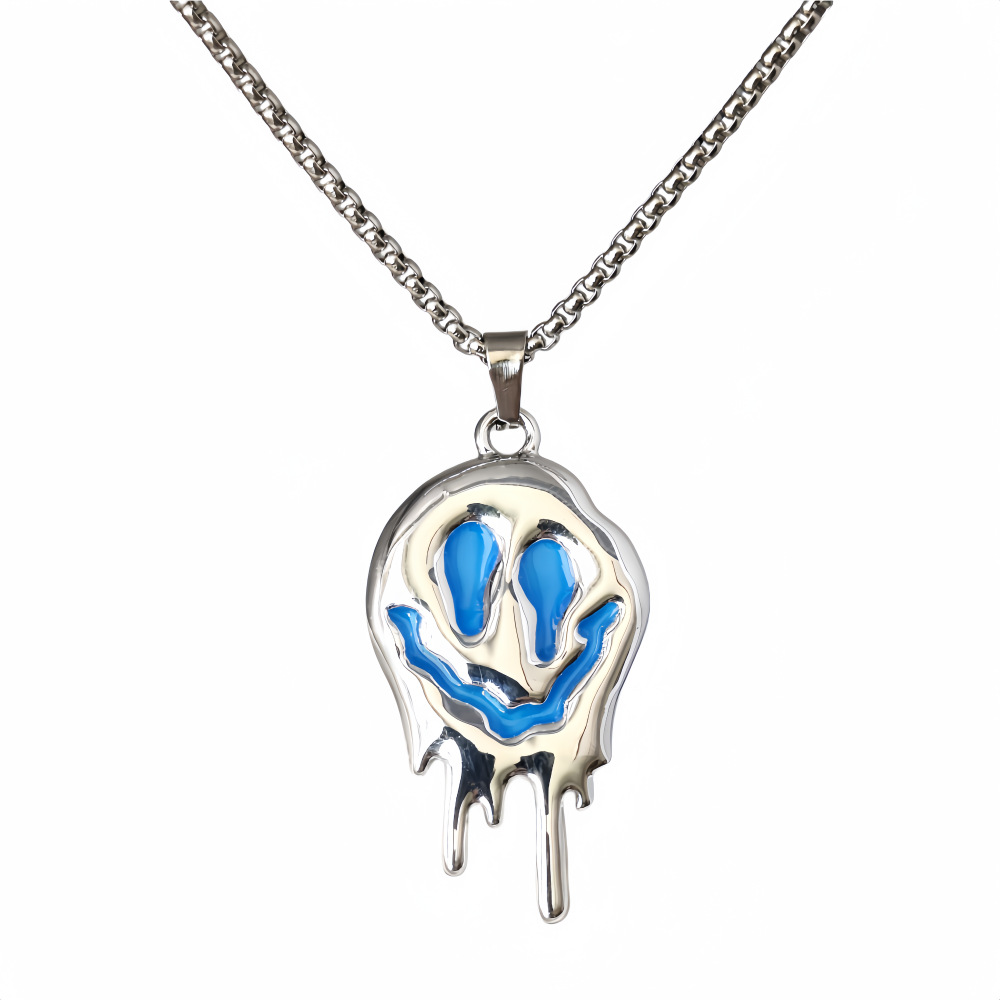 Zinc Alloy Halloween Ghost Necklace - Noctilucent Glowing Grimace Pendant - Image 6