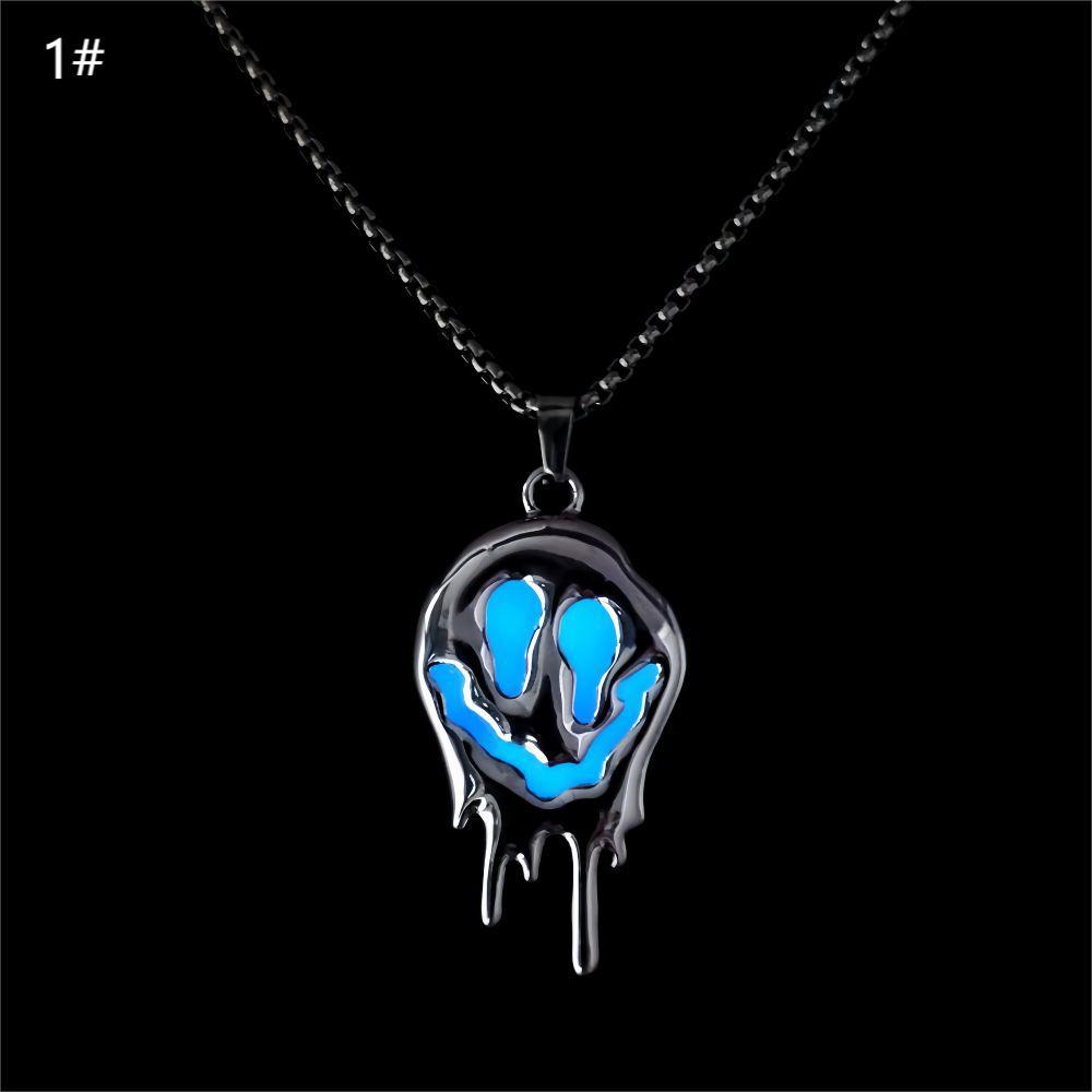 Zinc Alloy Halloween Ghost Necklace - Noctilucent Glowing Grimace Pendant - Image 7
