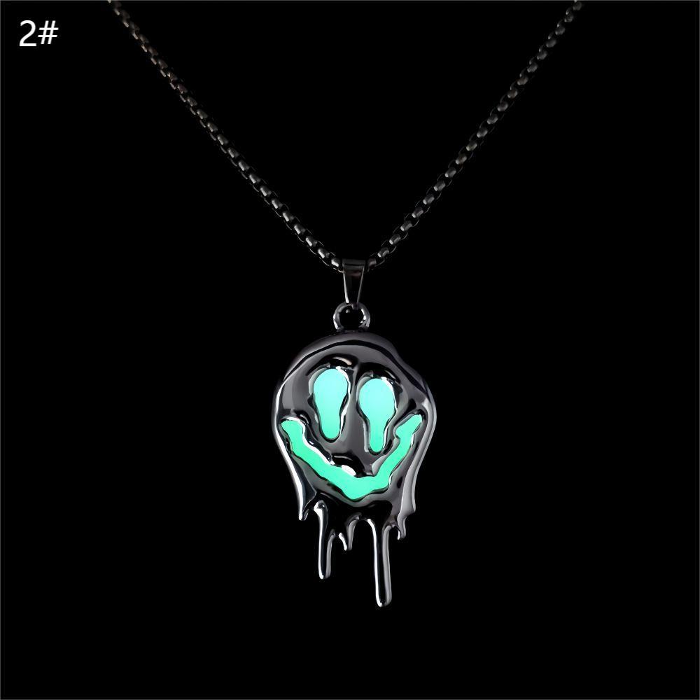 Zinc Alloy Halloween Ghost Necklace - Noctilucent Glowing Grimace Pendant - Image 8