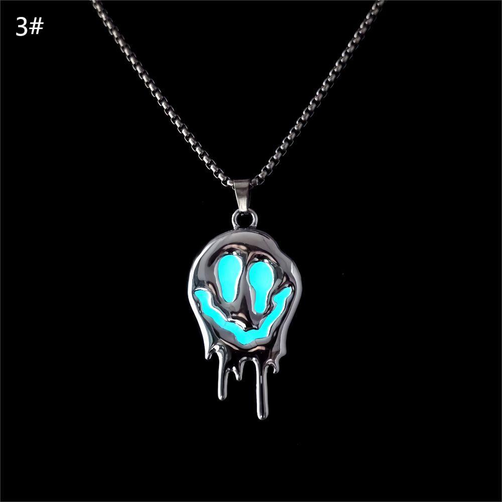 Zinc Alloy Halloween Ghost Necklace - Noctilucent Glowing Grimace Pendant - Image 9