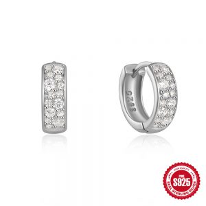 925 Sterling Silver Heart-Shaped Diamond Earclip Earrings - Elegant Jewelry Accessory