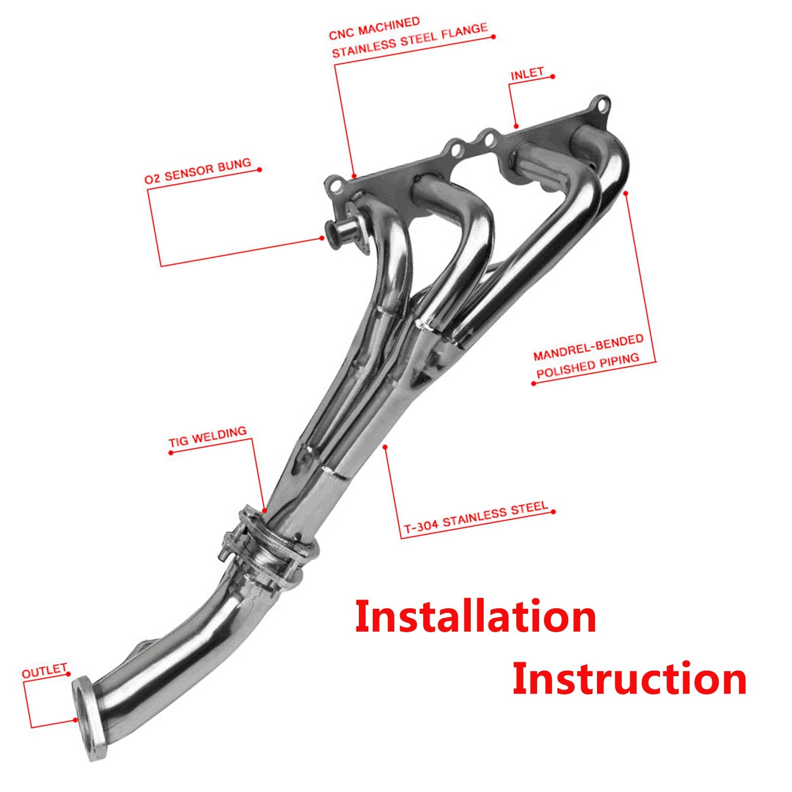 Toyota Tacoma Exhaust Header 1995-2001 2.4L 2.7L L4 – Shop Now on Amazon & Temu - Image 2