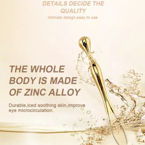 Eye Cream Stick Roller with Metal Spatula - Puff Applicator & Massager for Facial Cream - 10cm Eye Wand & Makeup Spatula