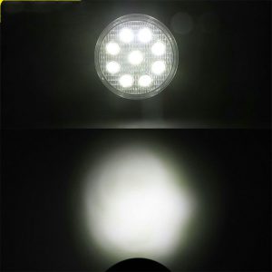 Compact 27W Car LED Work Light - Mini Round 9 Lights Auxiliary Spotlight for Engineering and Modified Headlights
