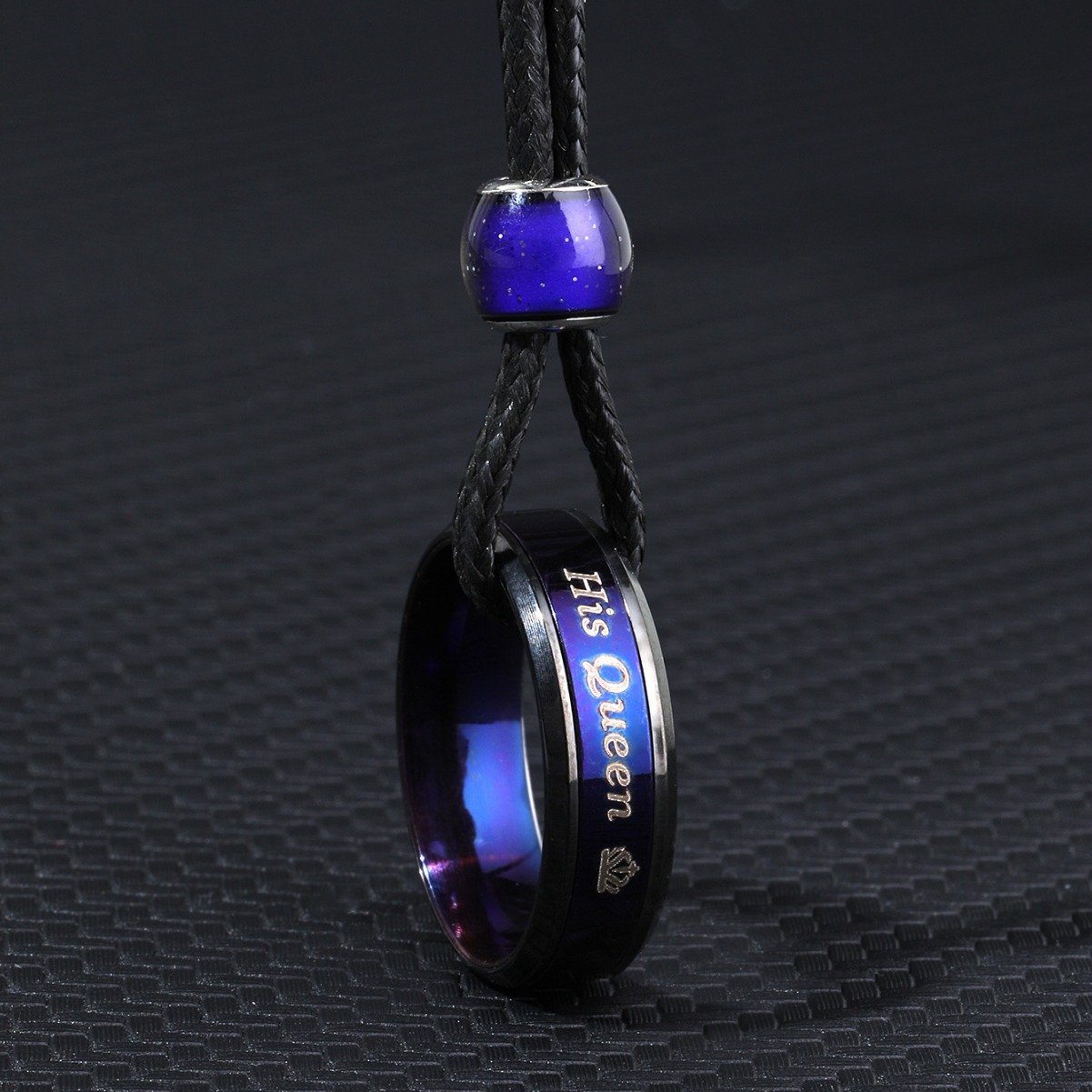 Color Changing Round Beads Necklace for Couples - Blue & Purple Couple Rings - Image 5